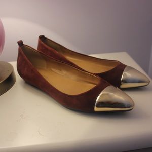 Velvet pointed toe flats